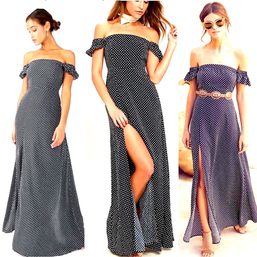Maxi dress - navy with white dots
